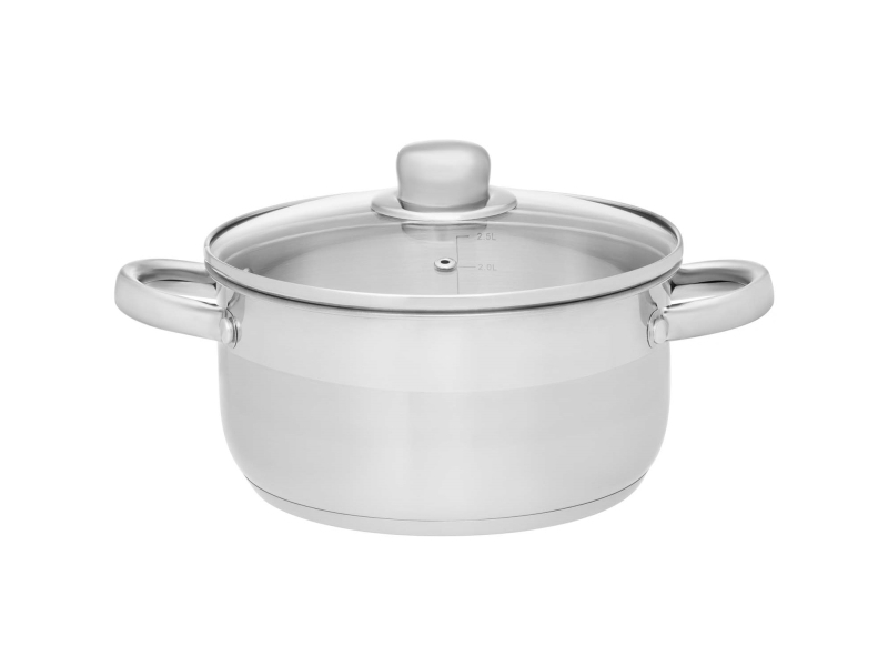 Kastrull Basic i stål med glaslock 6,5 L