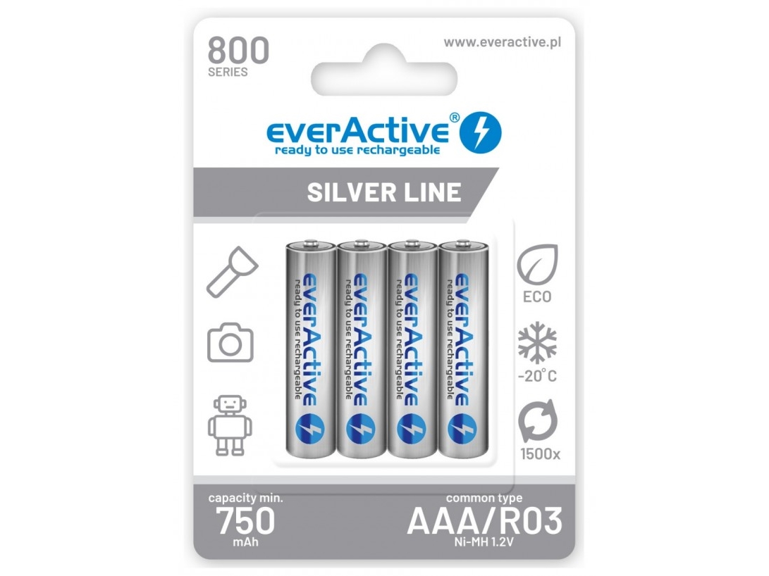 Everactive Evhrl03-800, Wiederaufladbarer Akku, Aaa, Nickel-Metallhydrid (Nimh), 1,2 V, 4 Stück(E), 800 Mah