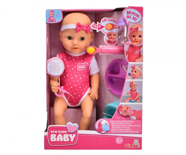 Simba - New Born Baby - Sulten Dukke - Legesæt Med Lyde
