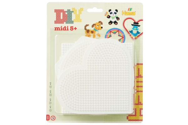 Hama Stiftplatten Kreis, Herz, Viereck, Sechseck für Bügelperlen midi, je 1 x Kreis (221), Herz (233), - 1 Stück (00004580)