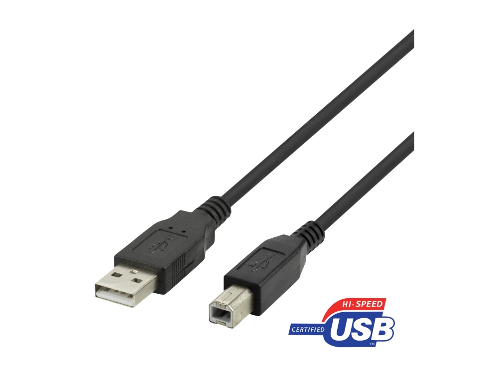 Deltaco - Usb-Kabel - Usb Typ B (Han) Til Usb (Han) - Usb 2.0 - 2 M - Op Til 480 Mbps - Sort