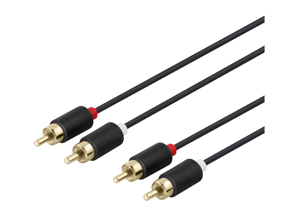 Deltaco - Audiokabel - Rca X 2 Han Til Rca X 2 Han - 2 M - Sort