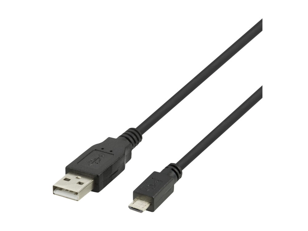 Deltaco - Usb-Kabel - 4 Pin Micro-Usb Typ B (Han) Til Usb (Han) - Usb 2.0 - 0.5 A - 3 M - Opladning Og Synkronisering - Sort