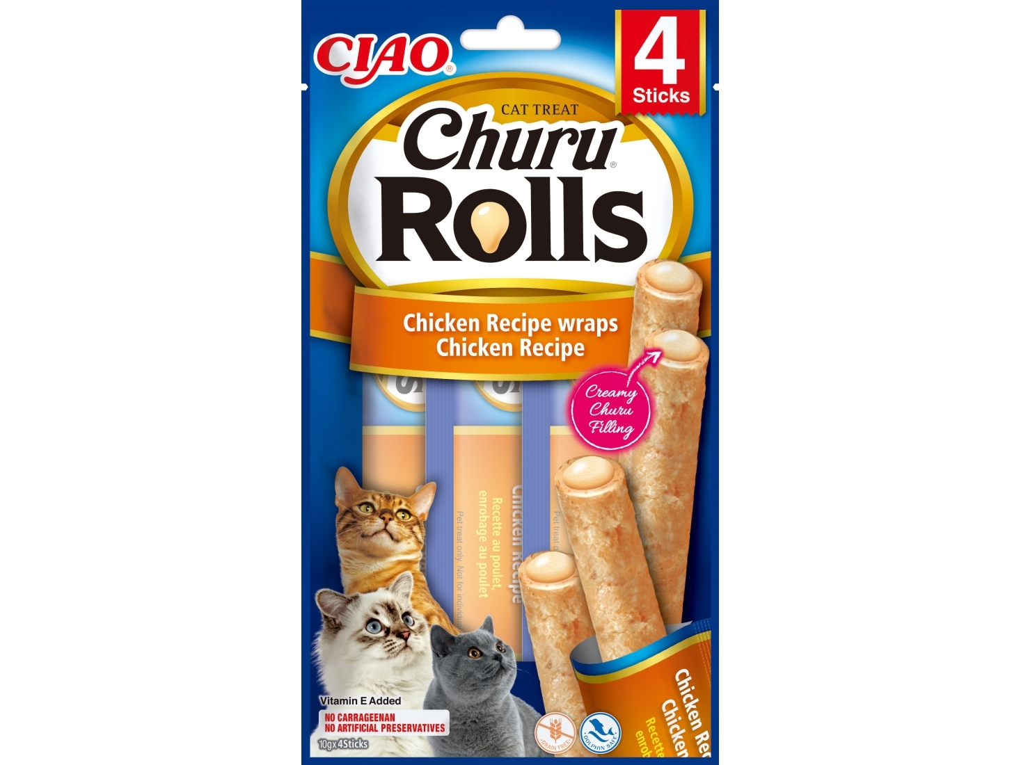 Churu Cat Rolls Chicken wraps 4x10g