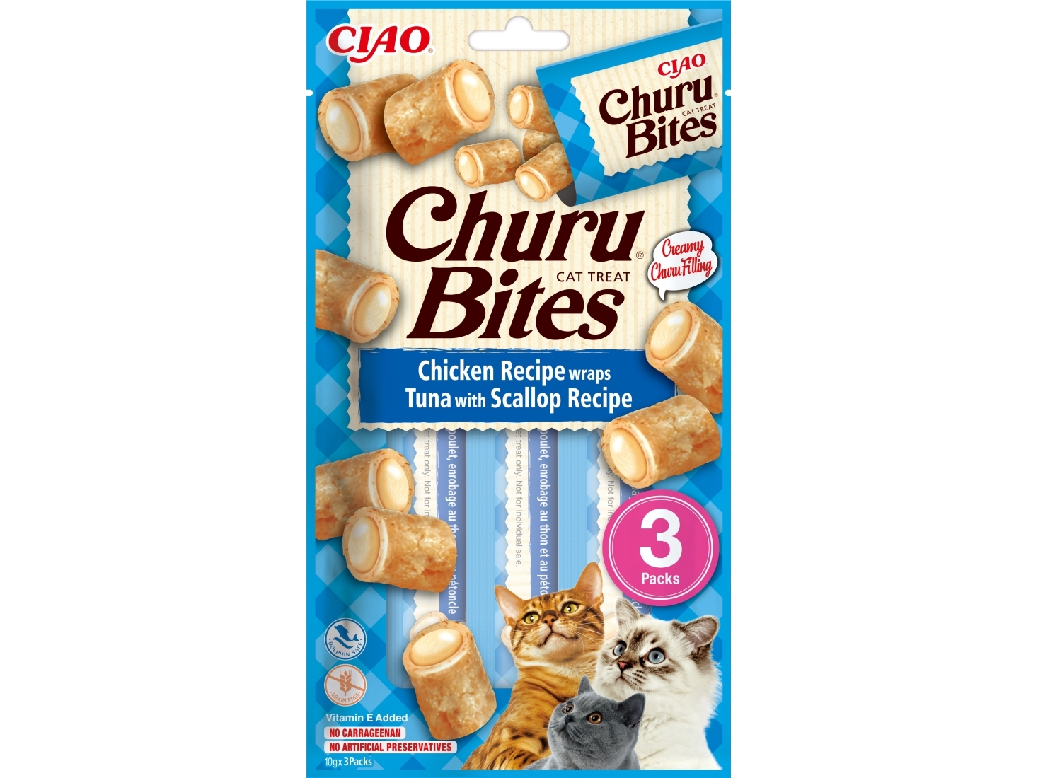 Churu Cat Bites Chicken Wraps Tuna With Scallop 3x10g | Sällskapsdjur - Katt - Kattgodis | GameStuff