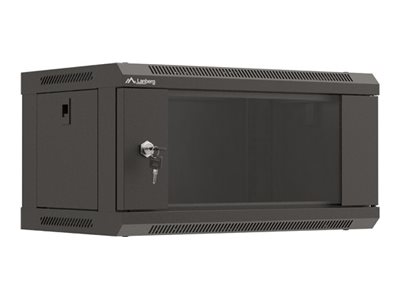 19" Einbauschrank 4U 540X350 Schwarz Glastür Lanberg (Flat Pack)