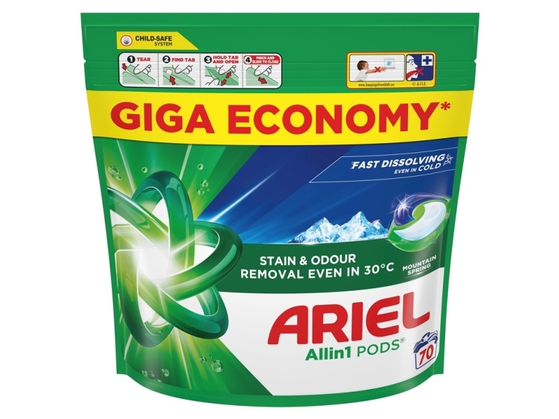 Washing Balls Ariel All-In-1 Pods Mountain Spring, 70 Pcs