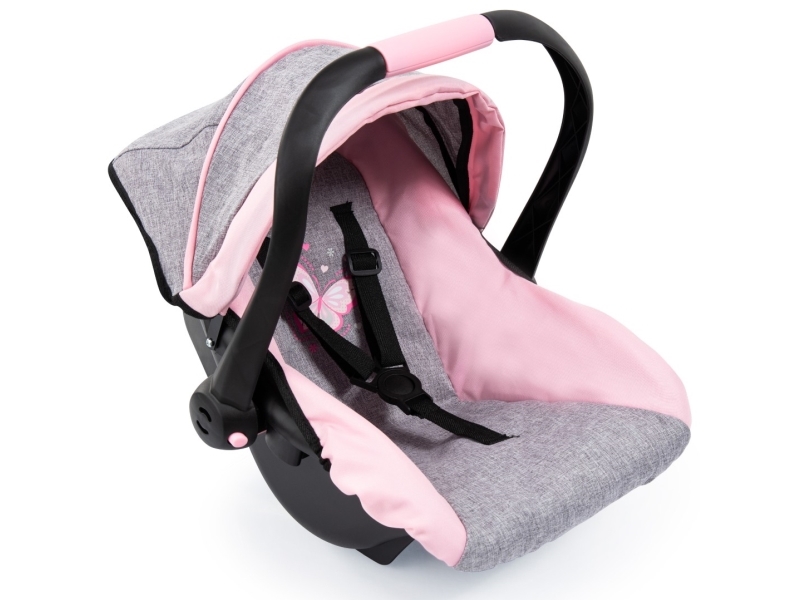 Bayer Design Deluxe Car Seat with Canopy for Dolls - Grey/Pink (67933AA)