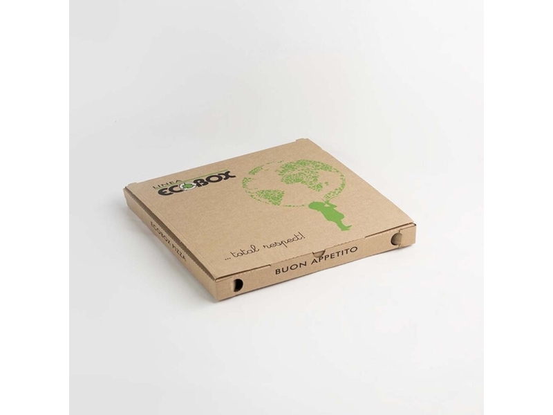 Pizzaæske ecobox brun fluorfri 32x32x3 cm - (100 stk.)