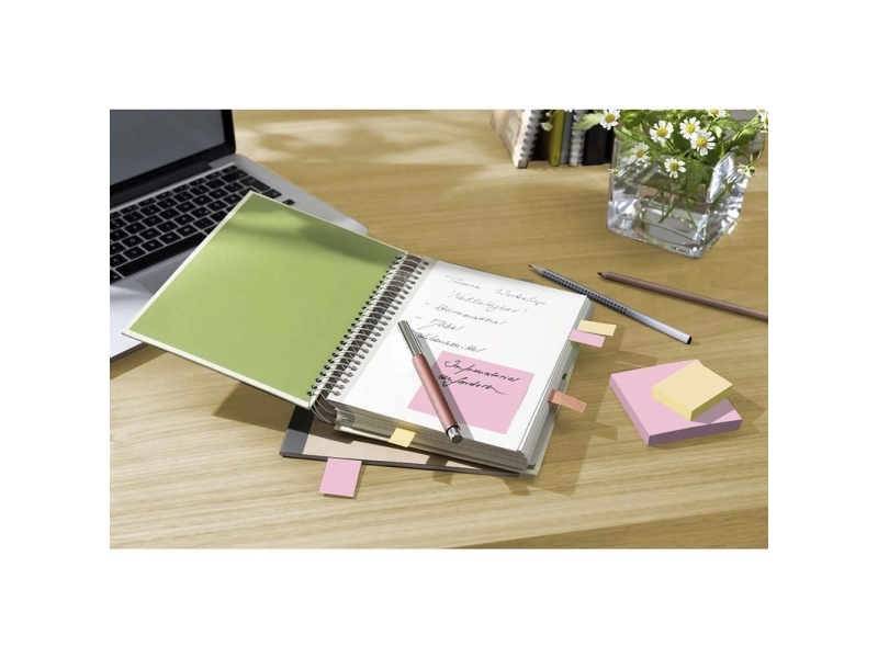 Post-it kierrätyslaput 76mmx76mm 100 arkkia/blk 12blk/pakkaus lajiteltuja värejä