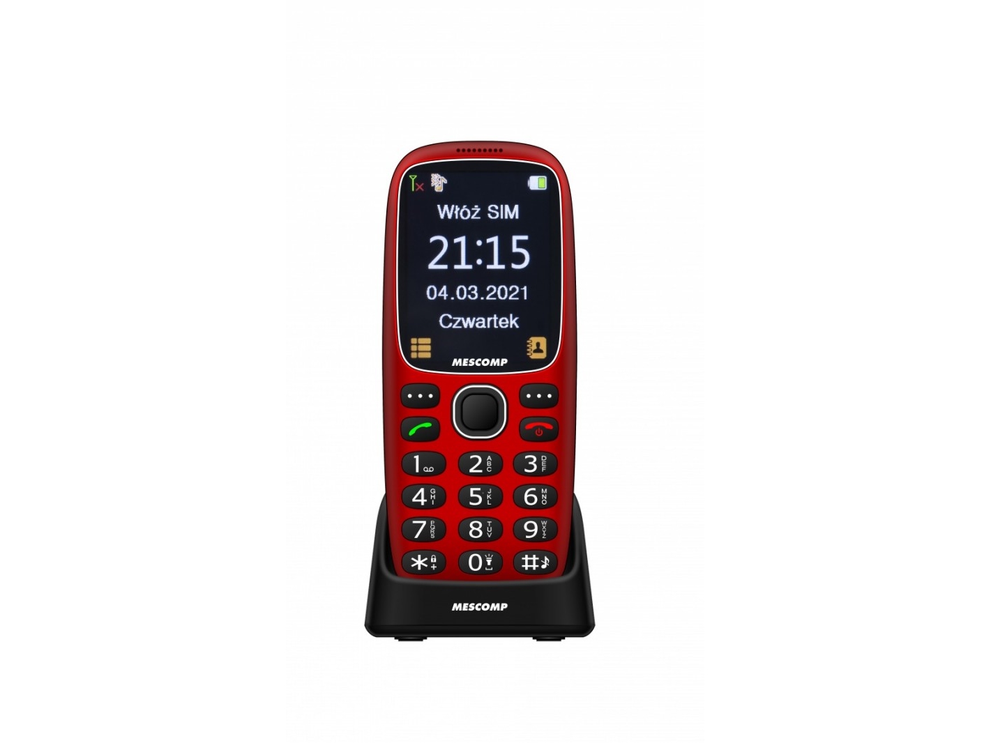 Mesmed Mobiltelefon Für Senioren Mescomp Mt-166 Edgar Elegant Sos 4G Rot