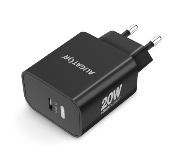 Aligator Power Delivery 20W Smart Netoplader, Usb-C-Kabel Til Iphone/Ipad, Sort