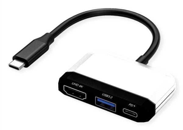 Value 12.99.3199, Ledningsført, Usb 3.2 Gen 1 (3.1 Gen 1) Type-C, Sort, Hvid, 3840 X 2160 Pixel, 60 Hz, 0,1 M