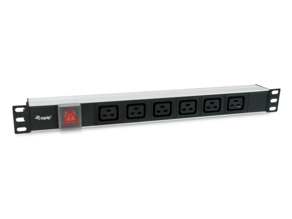 Equip 333319, 1U, Horizontal, Aluminium, Schwarz, 6 Ac-Ausgänge, C19-Koppler