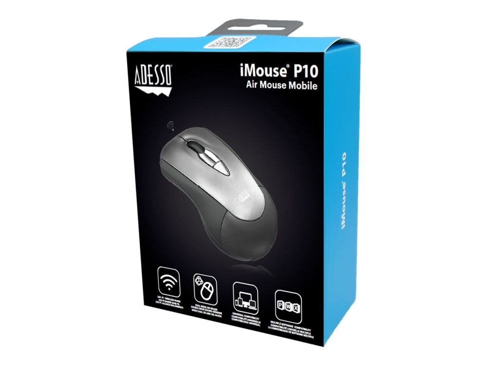 Adesso Imouse P10 - Maus - 3 Tasten - Kabellos - 2,4 Ghz - Kabelloser Empfänger (Usb)