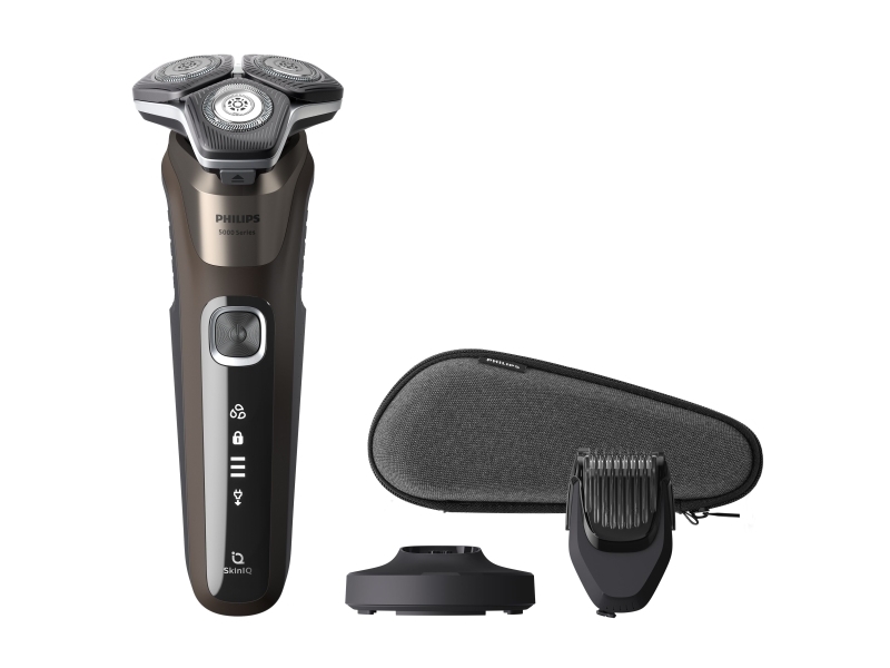 Philips Shaver Series 5000 S5886/38, Rotations Shaver, Sort, Brun, Knapper, Led, Batteri/Usb, Lithium-Ion (Li-Ion)