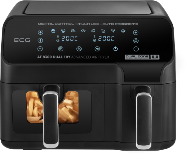 Ecg Af 8300, Heißluftfritteuse, 8,3 L, 80 °C, 200 °C, Doppel, Schwarz
