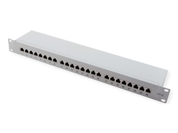 Value Cat.6A (Class Ea) 19" Patchpanel, 24 P, Skærmet, Grå (26.99.0365)