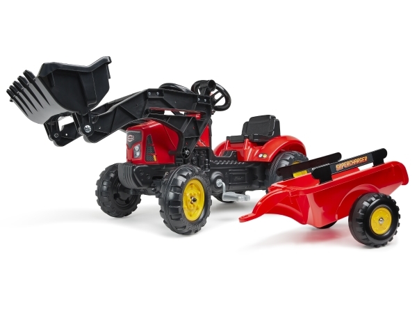Falk Tractor Supercharger Rød Motorhjelm Med Anhænger + Spand
