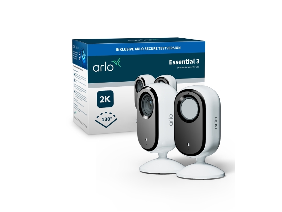 Arlo Essential Indoor 2K - Nätverksövervakningskamera - inomhusbruk - färg (Dag&Natt) - 4 MP - 2560 x 1440 - ljud - trådlös - Wi-Fi (paket om 2) | Foto och video - Videoövervakning - Övervakningsutrustning | GameStuff