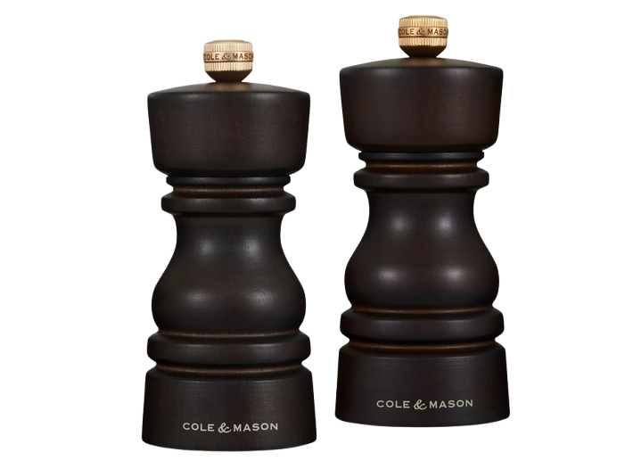 Cole & Mason H233017, Sort, Træ, Rustfrit stål, Træ, Peber, Salt, Rustfrit stål, 56 mm, 56 mm