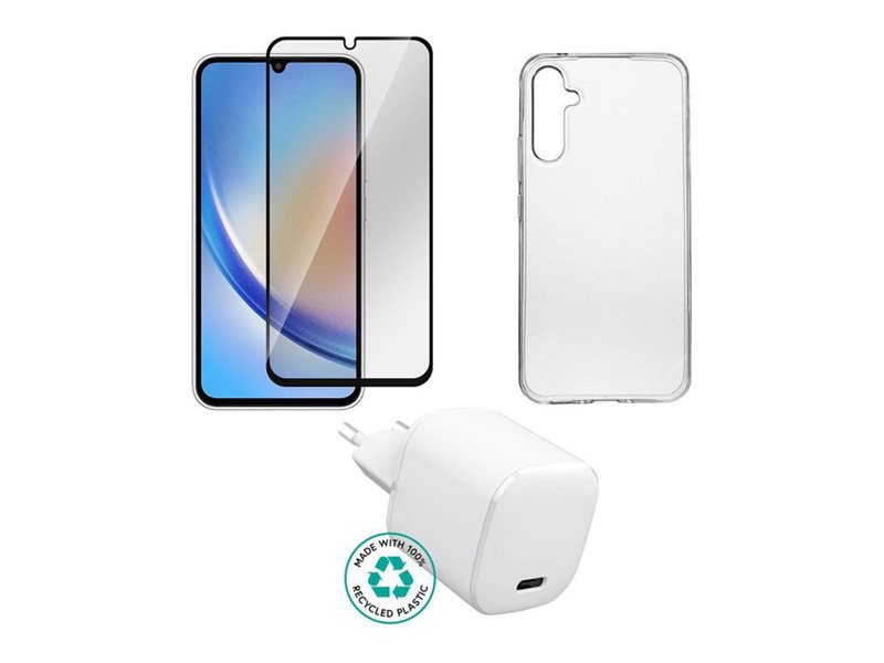 Estuff - Tilbehørssæt For Mobiltelefon - Oplader, Cover, Glas, Brun Boks - For Samsung Galaxy A36
