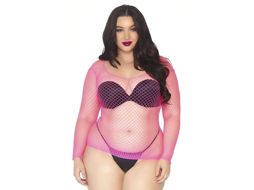 Neonfarbene Netzbluse Plus