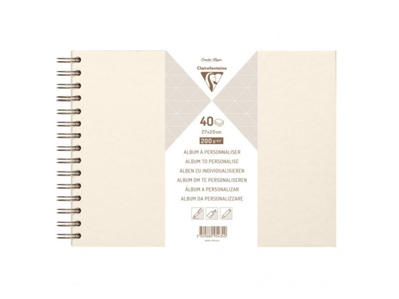 Clairefontaine 95434C, Norsunluu, 40 arkkia, Kierresidonta, Valkoinen, 315 mm, 210 mm