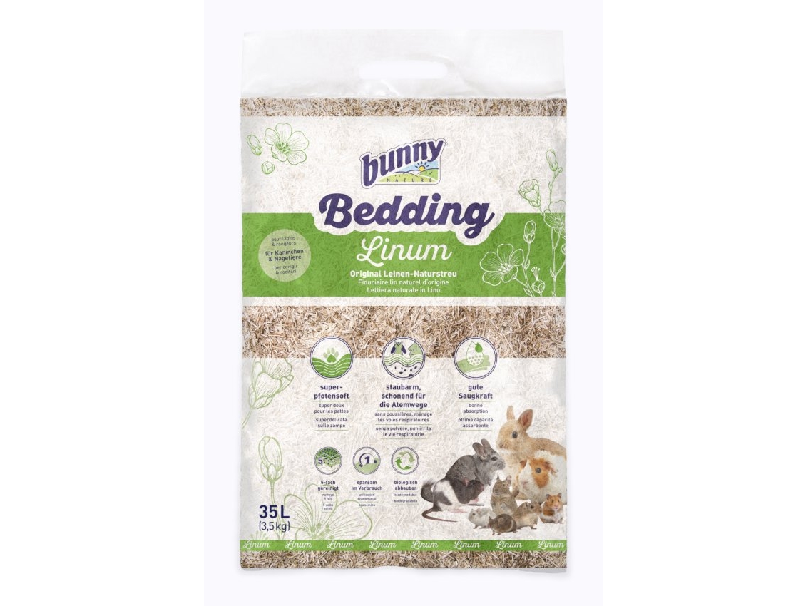 Bunny Nature Bunny Bedding Linum, 35 l, Linfiber, Ökenråtta, Hamster, Mus, Kanin, Råtta, 3,5 g, Polypåse | Sällskapsdjur - Gnagare - Strö och hö för gnagare | GameStuff