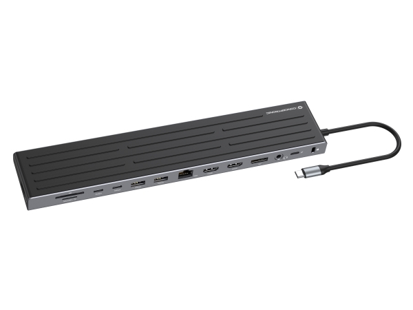 Conceptronic Donn32b 14-In-1 Mst-Dockingstation Usb 3.2 Gen 1, Hdmi X2, Displayport, Gigabit-Lan, Usb-A 5Gbps X3, Usb-C 5Gbps X2, Sd-Kartenleser, Mic