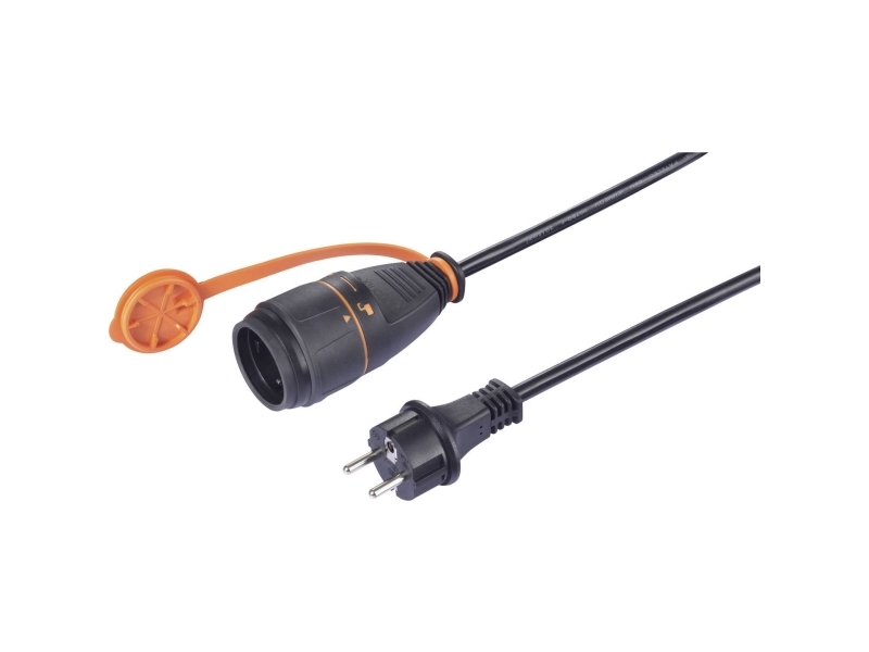 Conrad Sy-6746418 Strom Verlängerungskabel Schwarz Orange H07bq-F 3G, 5 M, Indendørs/Udendørs, Type F (Cee 7/4), Lige, Ip44, Sort, Orange