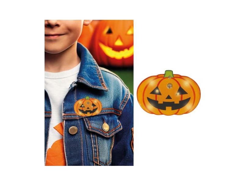 Græskar broche med lys, 4,5 cm