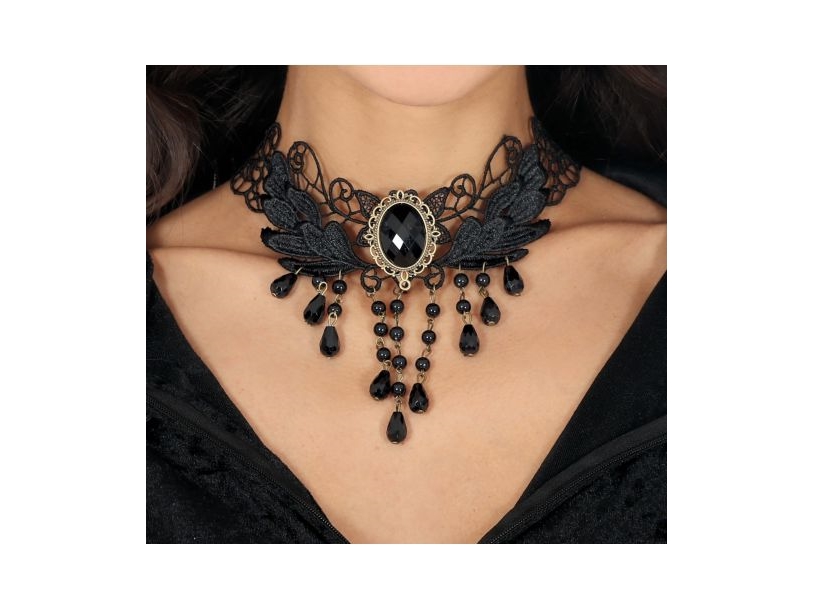 Gotisk Choker Med Sort Sten