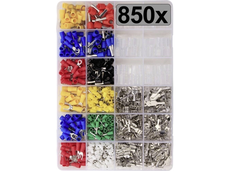 TRU COMPONENTS TC-13377256 kläm-/kopplingshylsor sortiment 0,5–6 mm² röd, blå, gul, grön, vit, transparent 850 st | Verktyg & Verkstad - Tänger - Alla Tänger | GameStuff