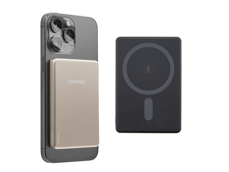 Intenso Mw5000 Magnetic Power Bank 5000 Mah – Magsafe Compatible, 15W Wireless Charging, 20W Usb-C Pd, Slim & Compact – Tested In Germany – Champagne
