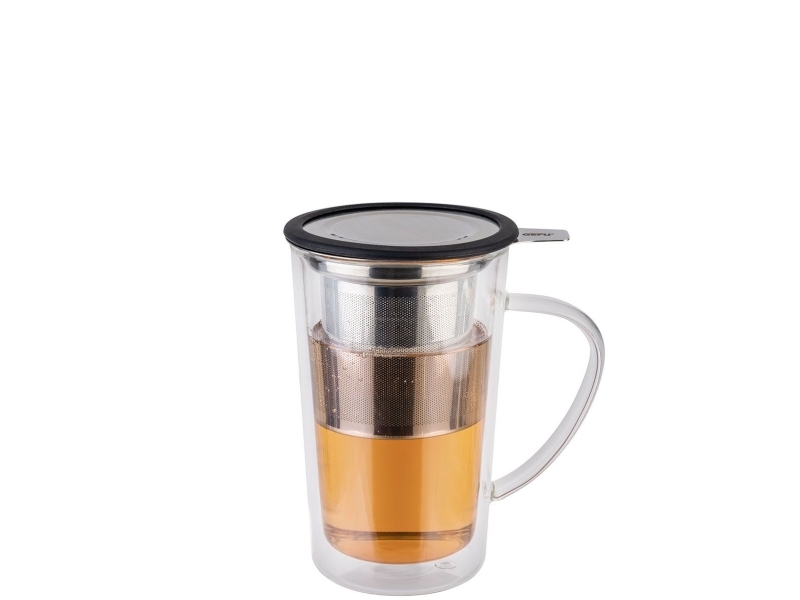 Gefu Mira, Enkelt, 0,235 L, Sort, Transparent, Glas, Silikone, Rustfrit Stål, Kop, Te