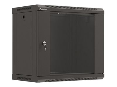 19" 9U 540X350 Schwarz Glas Tür Lanberg Einbau Rack (Flat Pack)