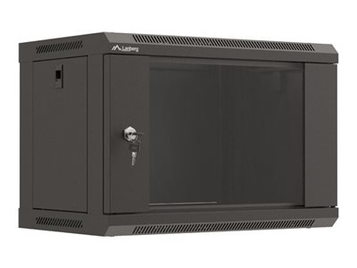 19" Einbauschrank 6U 540X350 Schwarz Glastür Lanberg (Flat Pack)