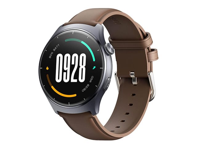 Mibro Lite 3 - Smart klocka med rem - l&auml;der - handleds: upp till 246 mm - display 1.3 - Bluetooth - 53.2 g  - m&ouml;rkgr&aring;