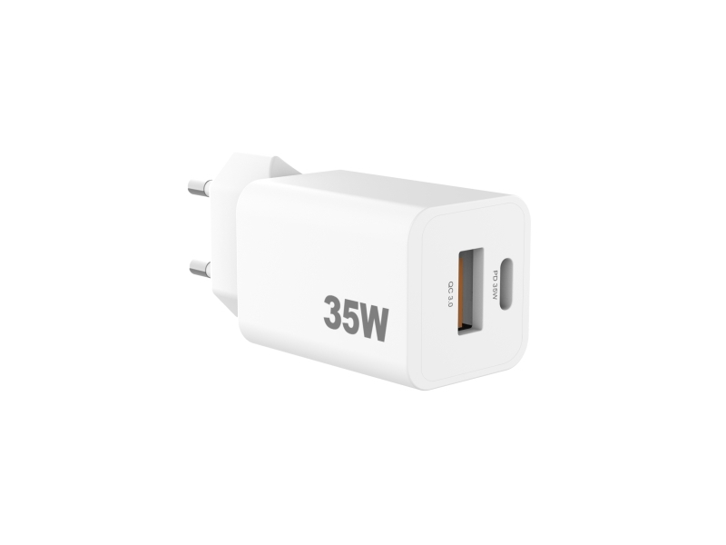 Sinox PRO 230V USB-A+USB-C PD-laddare 35W. vit