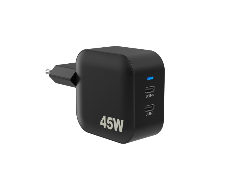 Sinox PRO 2xUSB-C PD-laddare 45W Svart