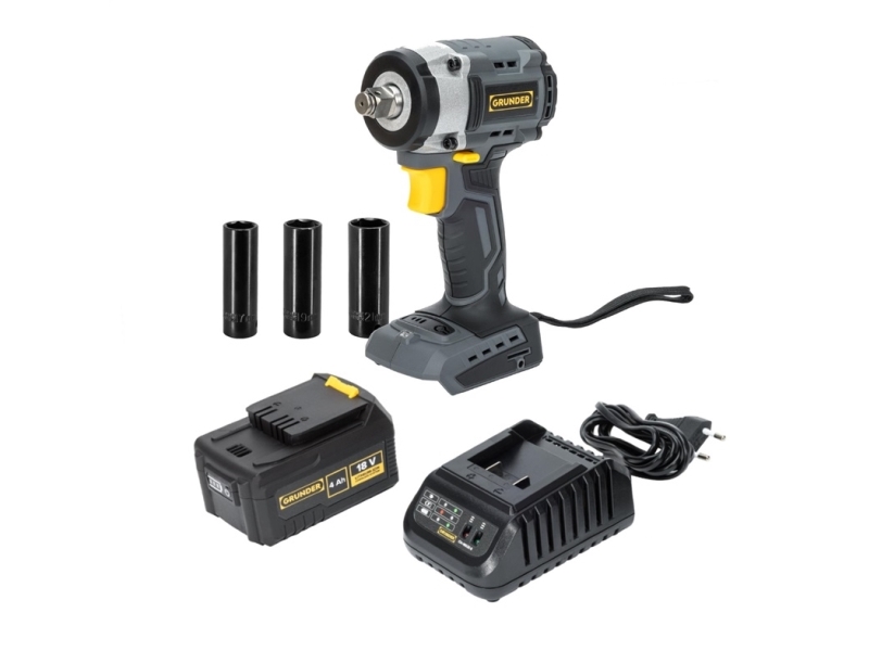 Grunder Impact Wrench Cw-B0a18 18V Bl 4Ah | Elverktyg - DIY - Akku Verktyg - Övrigt verktyg | GameStuff