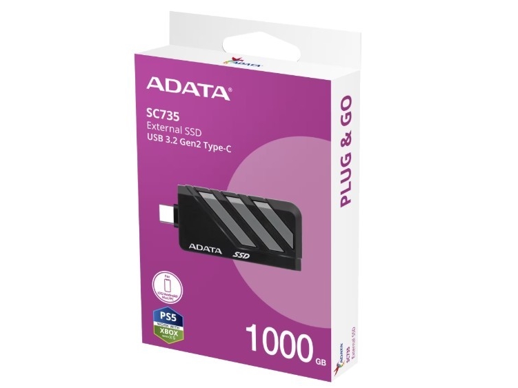 Adata Sc735 1Tb Externe Ssd Schwarz (Sc735-1000G-Ccbk/Gy)