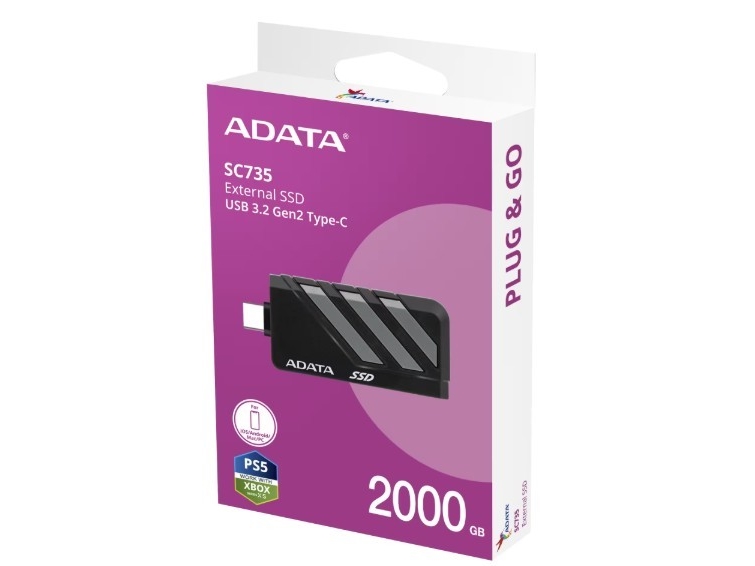 ADATA SSD SC735 2TB USB 3.2 Gen 2 Sort | Datorkomponenter - Hårddisk & Lagring - Interna hårddiskar | GameStuff