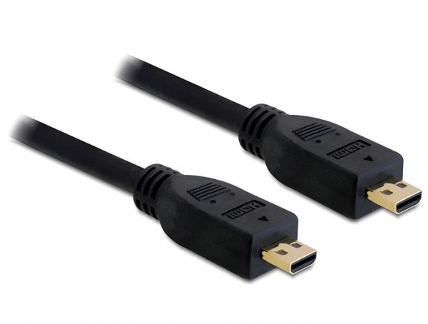 Delock 1M Hdmi Micro-Dm/Micro-Dm, 1 M, Hdmi Type D (Micro), Hdmi Type D (Micro), Sort
