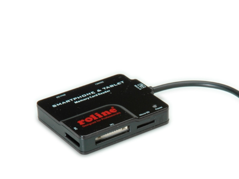 Roline Usb 2.0 Cardreader For Android Smartphone+Tablet Black, 12 X 63 X 50 Mm