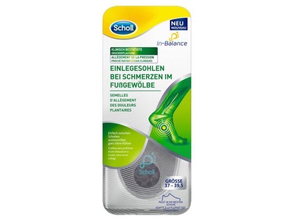Scholl 3160542, Unisex, Erwachsener, Orthopädische Einlegesohle, Schwarz, 37-39.5, 2 Stück(E)