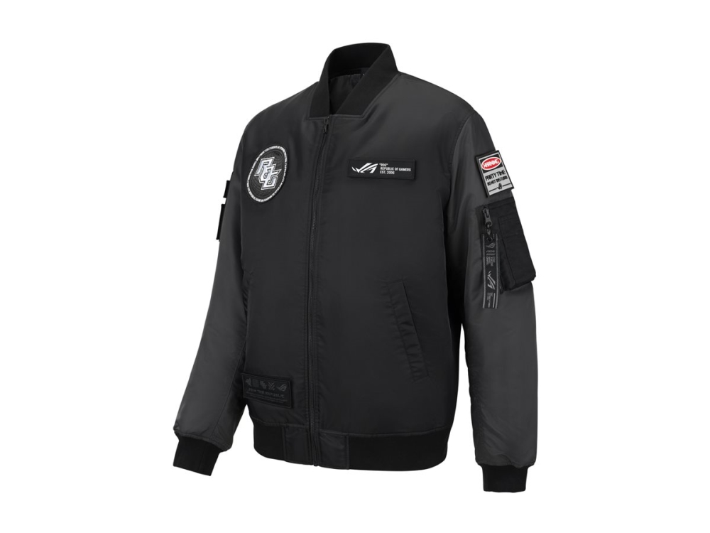 ASUS ROG COSMIC BOMBER JACKET - Regular Fit - Sort Grå Jakke - GEEKD.dk