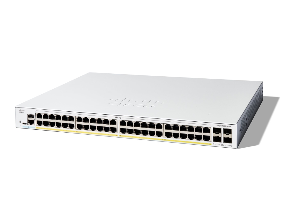 Cisco Catalyst 1200-48T-4X - Switch - L3 - Smart - 48 X 10/100/1000Base-T + 4 X 10 Gigabit Sfp+ - Monterbar På Stativ - Genproduceret