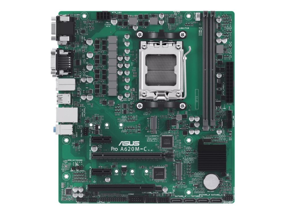 Asus Pro A620m-C-Csm - Bundkort - Micro Atx - Socket Am5 - Amd B650 Chipset - Usb 3.2 Gen 1, Usb 3.2 Gen 2, Usb-C 3.2 Gen2 - Gigabit Lan - Onboard Gr